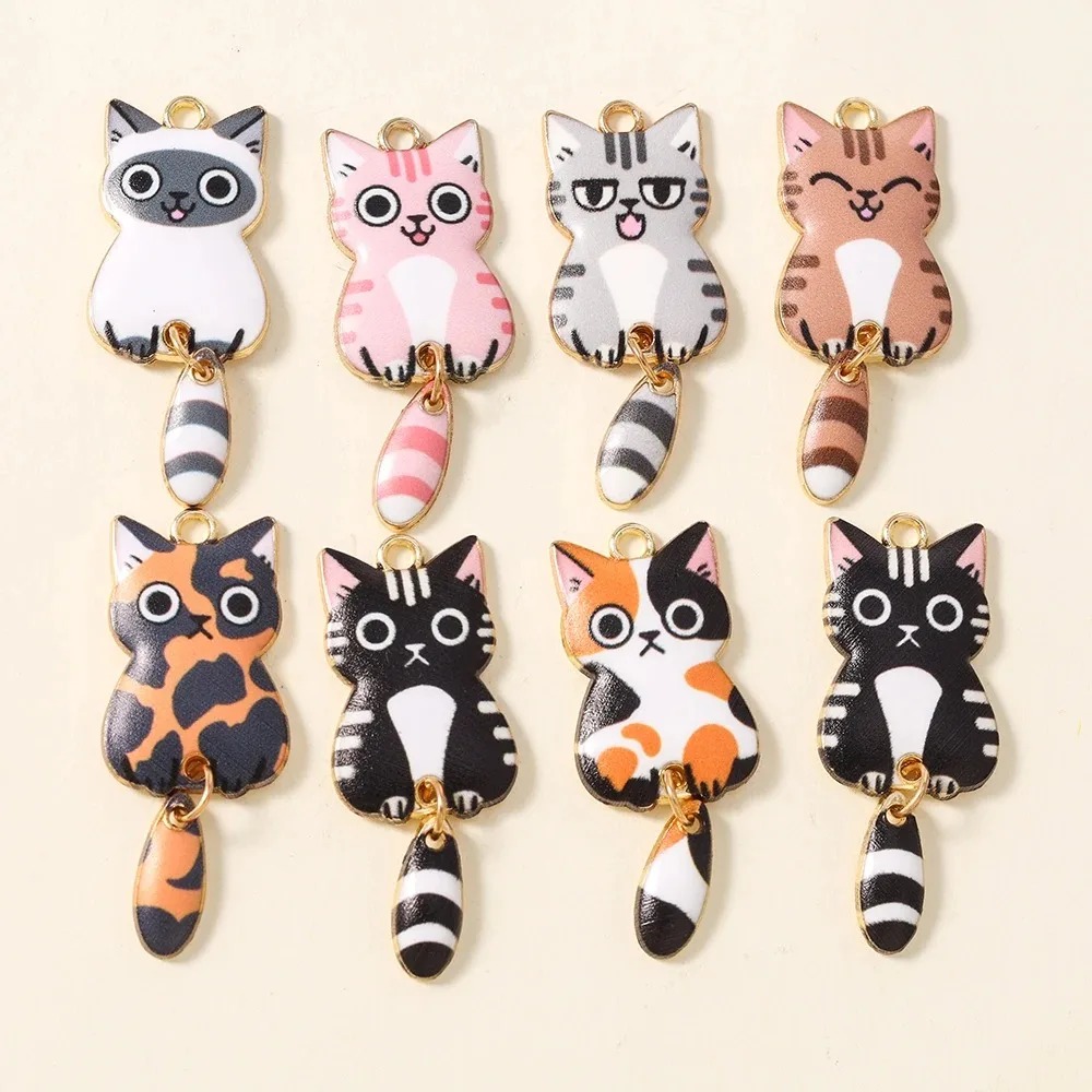 Resin Craft Projects - 10 szt. 16×39mm Urocze Kreskówkowe Kotki